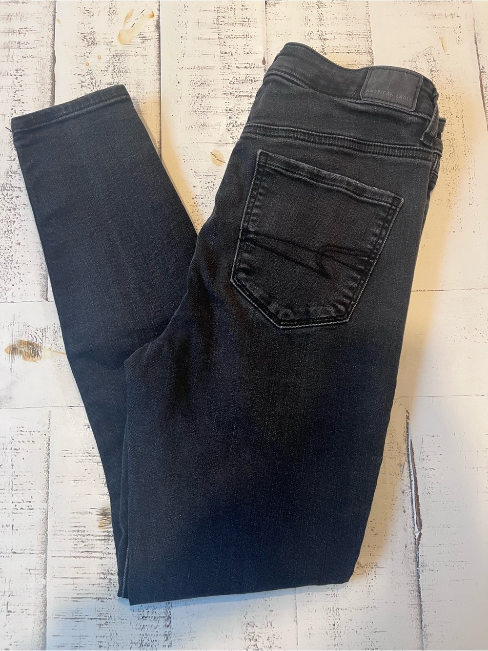 AE Black Distressed Skinny Jeans - Stretch Denim